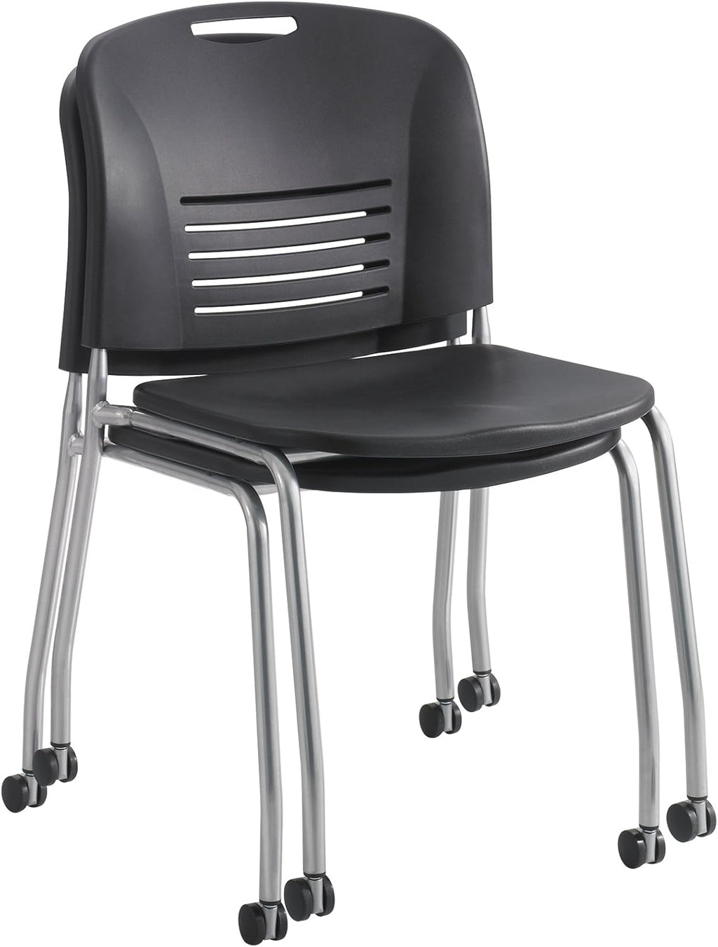 Black Stack Chair with Casters, Qty. 2 X2665