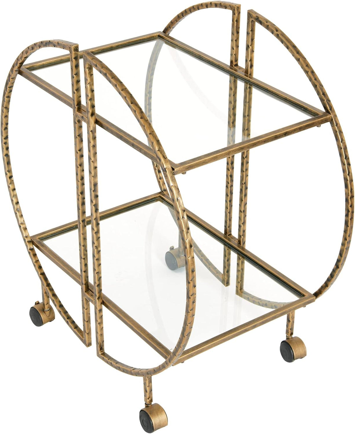 Hammered Brass Round Bar Cart B1195
