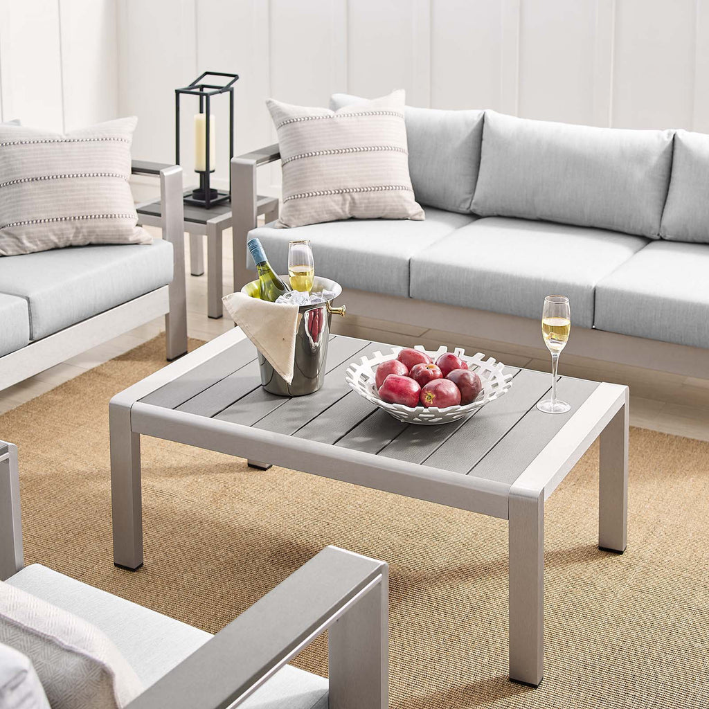 Silver Grey Modern Outdoor Sectional Sofa Chair Table Set L347
