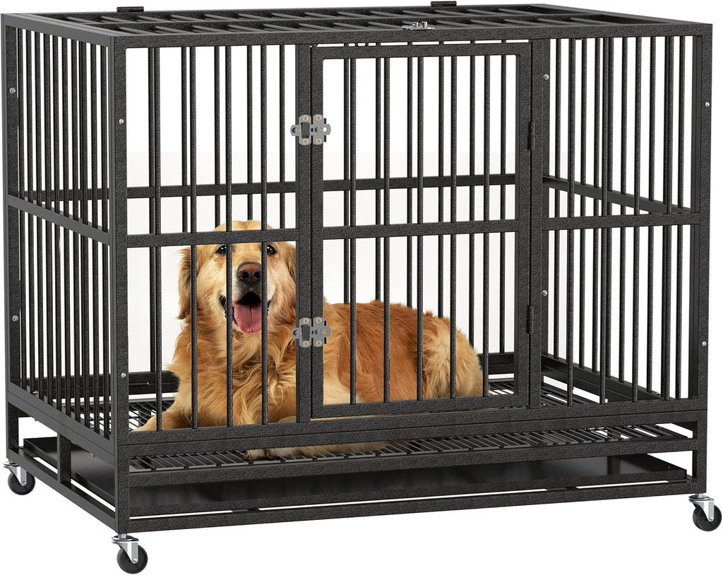 36 Heavy Duty Metal Dog Kennel and Crate, Double Door, Black M3435