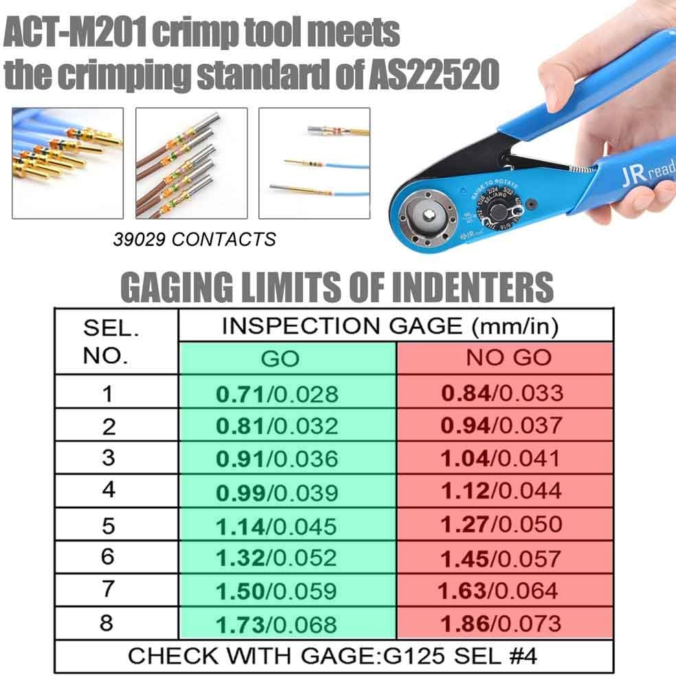 8 indent crimping tool for wire 12-26 awg solid barrel contact O8364