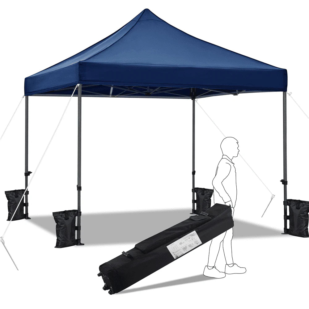 10x10FT Pop Up Canopy Tent with Wheeled Carry Bag, Navy Blue L692122