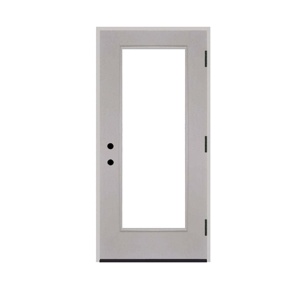 White Primed Fiberglass Prehung Front Door R657