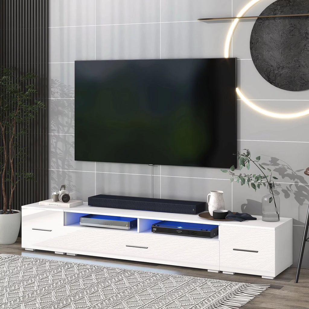 White TV Stand with LED Lights C857433