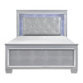 Silver Finish Full Size Bed with LED Headboard A834