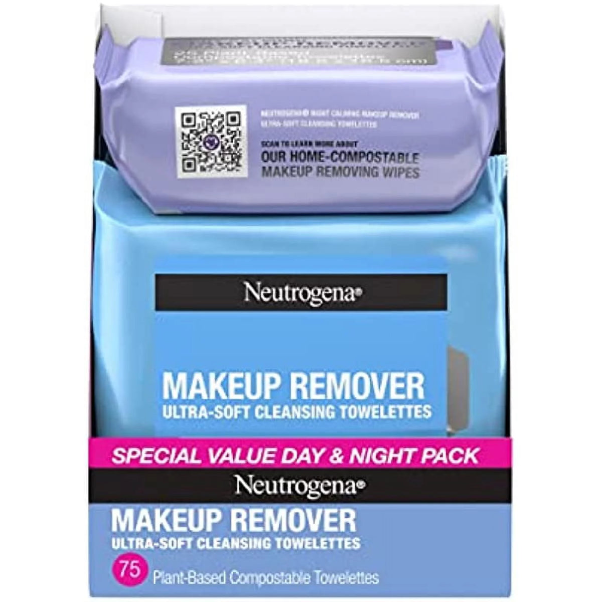 Day & Night Makeup Remover Face Cleansing Towelettes, 3 Packs of 25 ct G41641