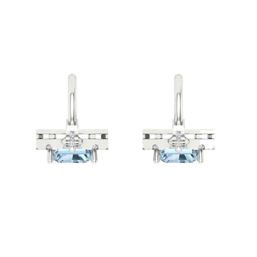 Emerald Cut Halo Drop Dangle Earrings Lever Back Z4725