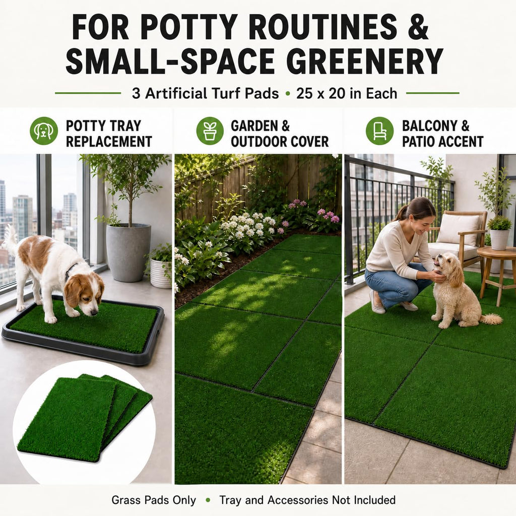 Dog Potty Grass Pads, 3 Pack, 25 x 20 in Replacement Turf U42819