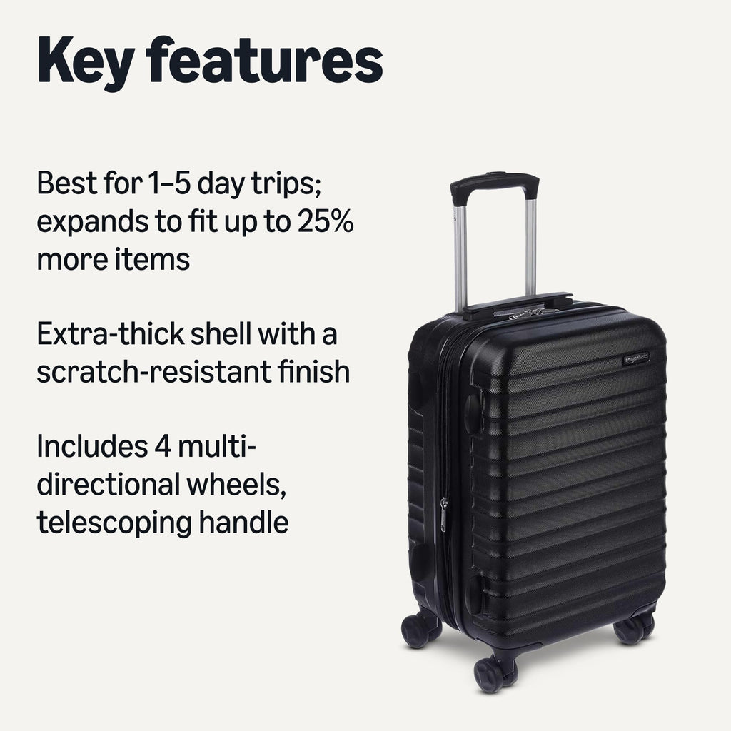 21" Black Hardside Carry-On Luggage with Spinner Wheels V611454
