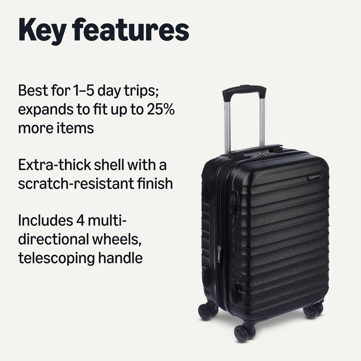 21" Black Hardside Carry-On Luggage with Spinner Wheels V611454