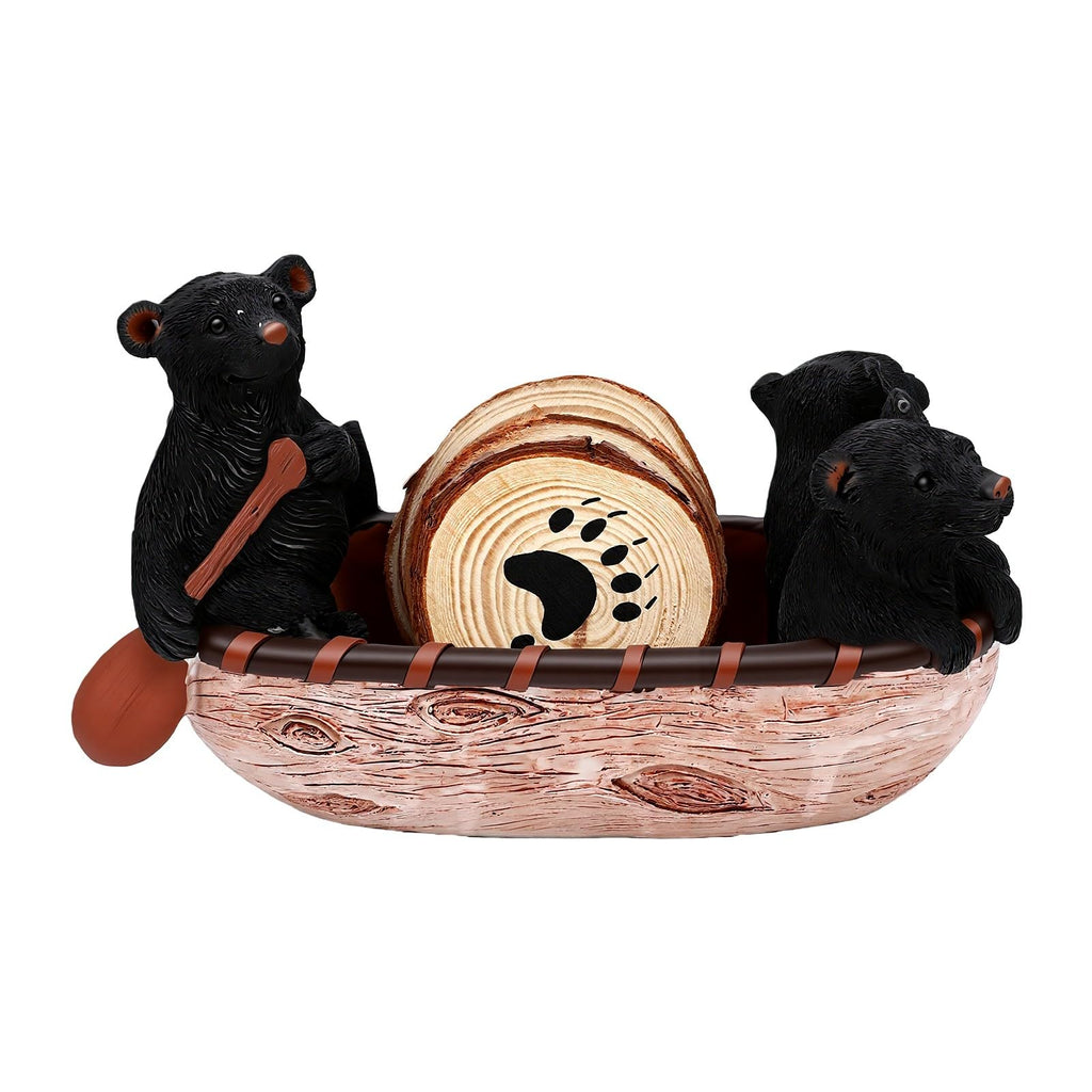 Black Bear Coaster Set with Canoe Holder N589855