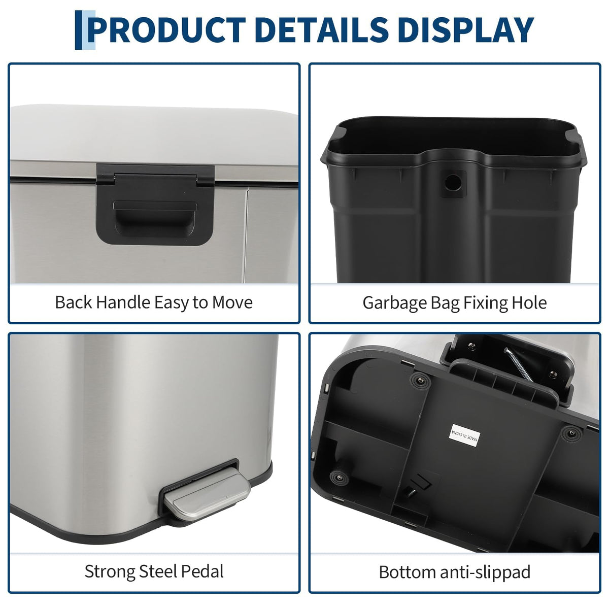 5.2 Gallon Brushed Stainless Steel Trash Can with Soft-Close Lid Y457438