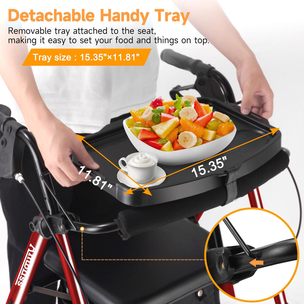 Foldable Rollator Walker with Seat & Tray K716
