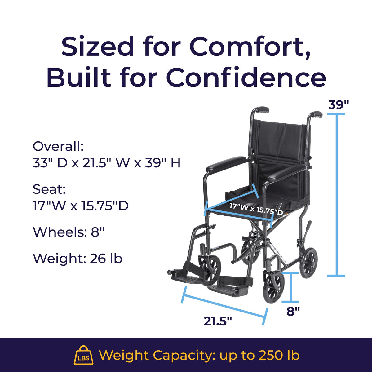 Folding Transport Wheelchair with Swing-Away Footrest F5961
