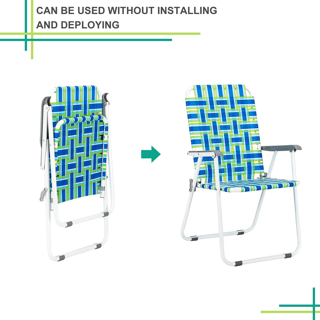Blue Strip Set of 2 Folding Beach Chairs I2409
