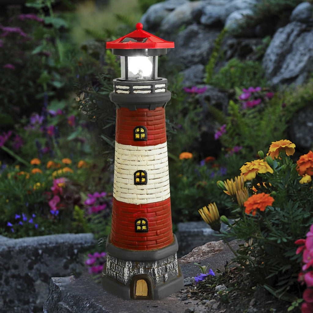 Solar Powered Lighthouse Statue Garden Decor A39240