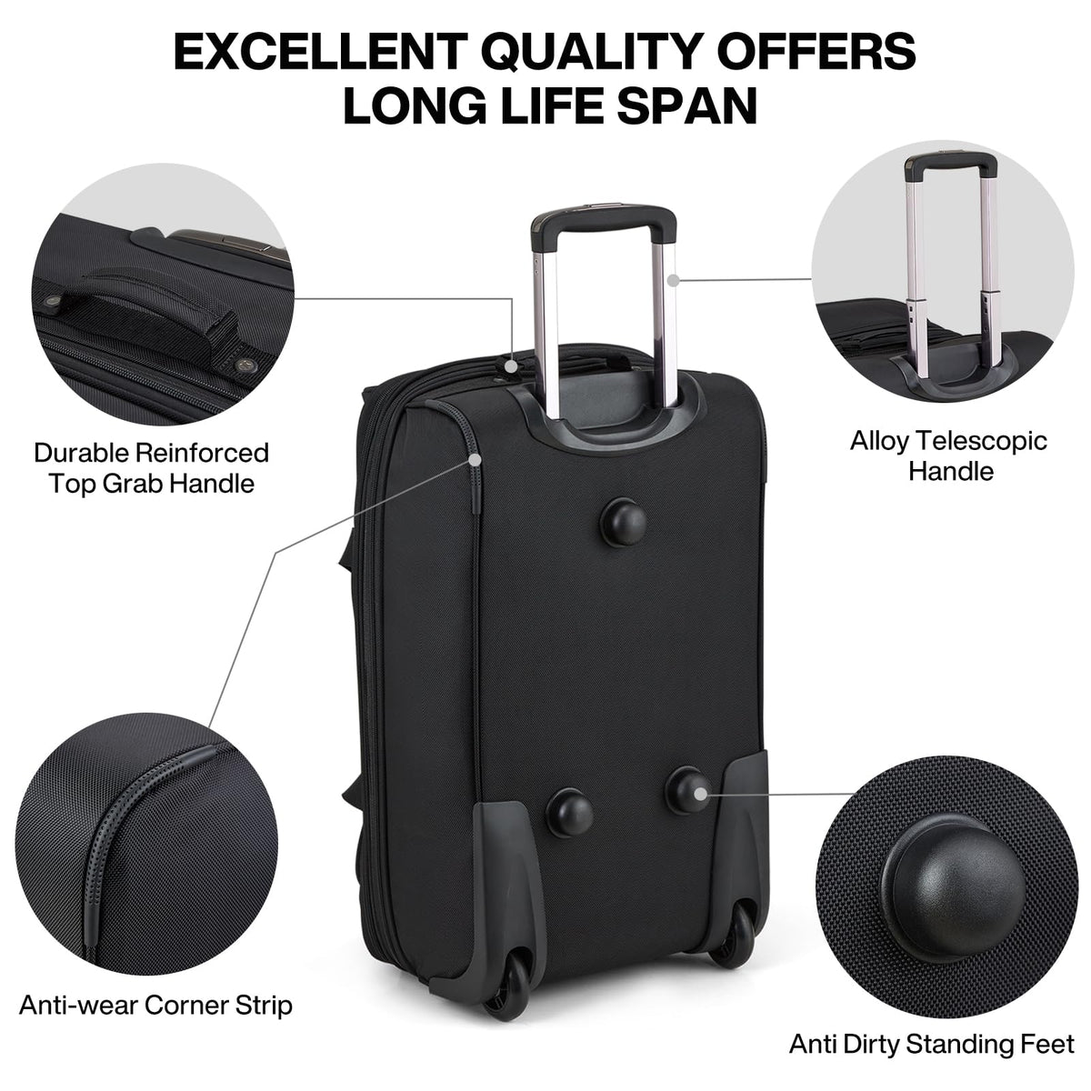 Expandable Carry On Luggage with Wheels Foldable Duffle Bag C1807