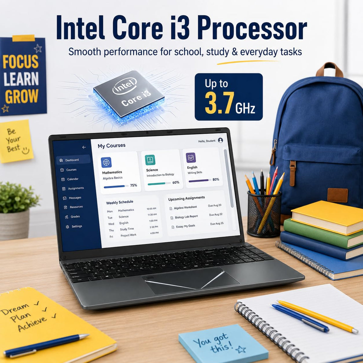 15.6" Core i3 8GB RAM 256GB SSD Laptop Computer Y3106