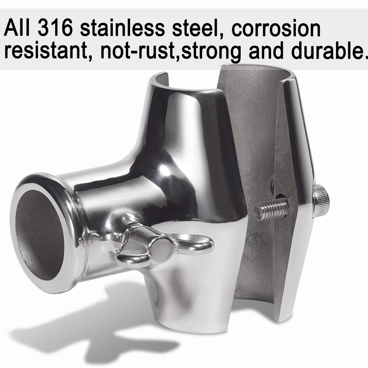 Rail Mount 316 Stainless Steel Flag Pole Holder B72777