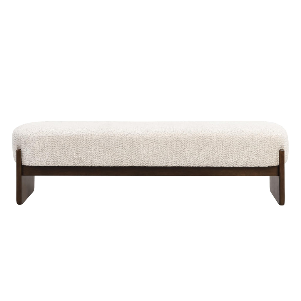 Beige Brown Loop Yarn Fabric Ottoman Bench Z324
