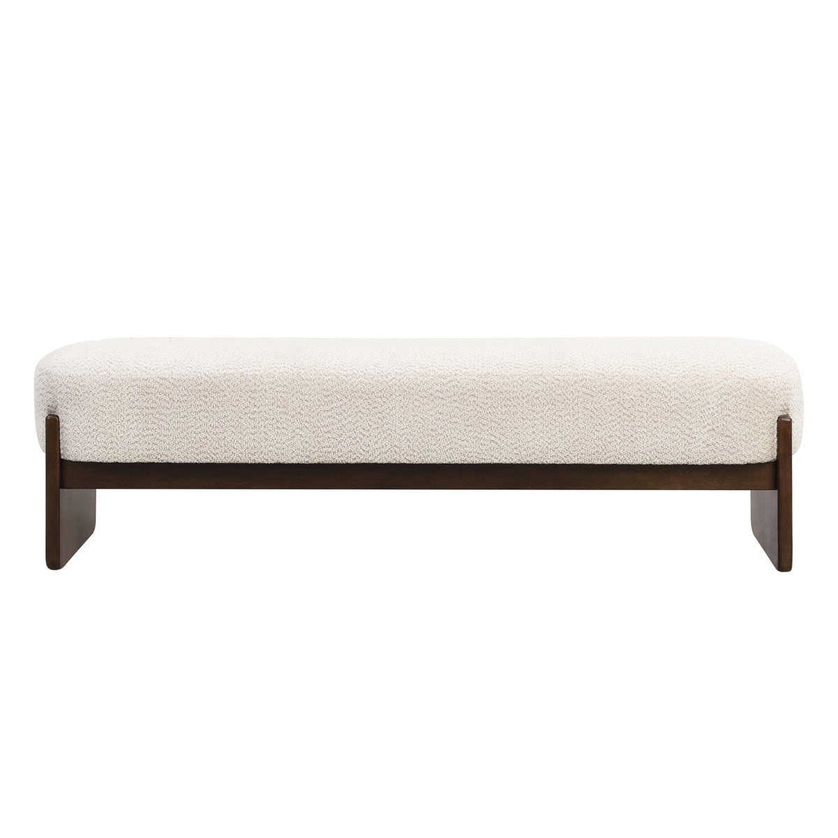 Beige Brown Loop Yarn Fabric Ottoman Bench Z324