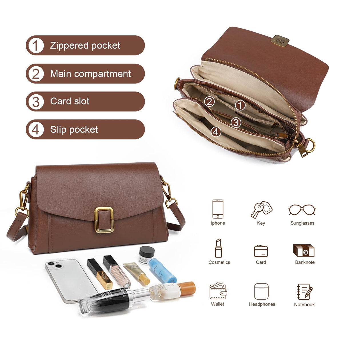 Genuine Leather Crossbody Bag Q642454