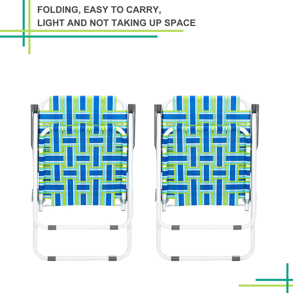 Blue Strip Set of 2 Folding Beach Chairs I2409