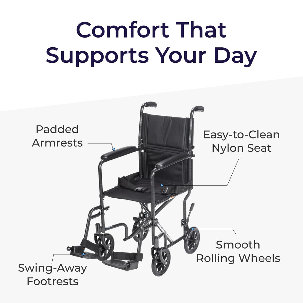 Folding Transport Wheelchair with Swing-Away Footrest F5961