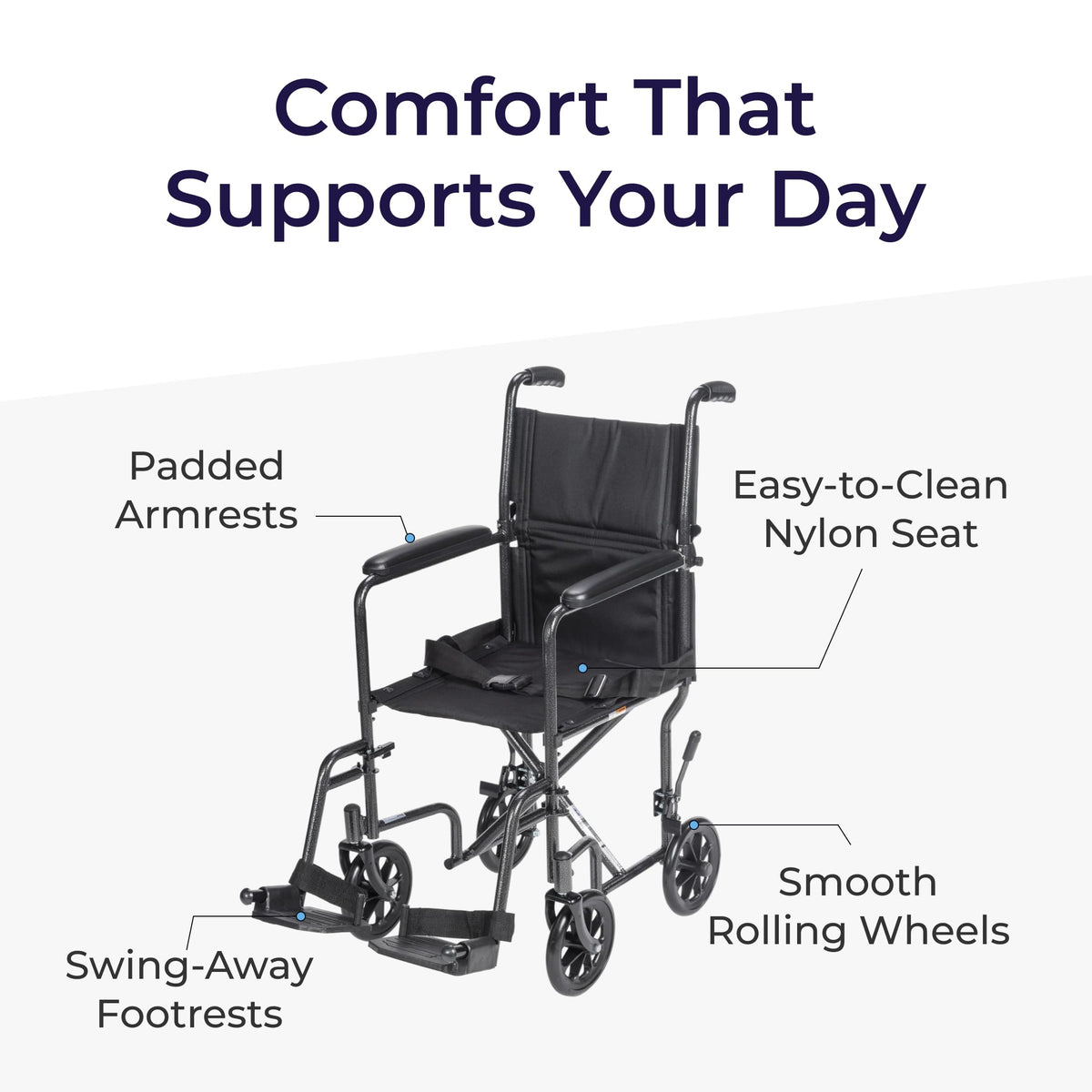 Folding Transport Wheelchair with Swing-Away Footrest F5961