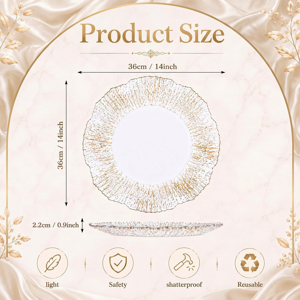 12 Pcs Baroque Plastic Charger Plates U456064