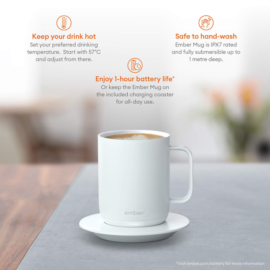 White 10 Ounce Heated Coffee Mug Z56444