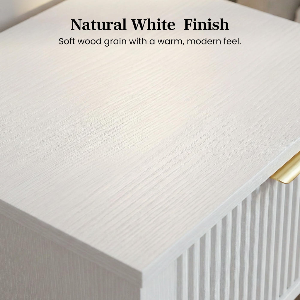 White Nightstand with Drawer and Open Shelf I38172