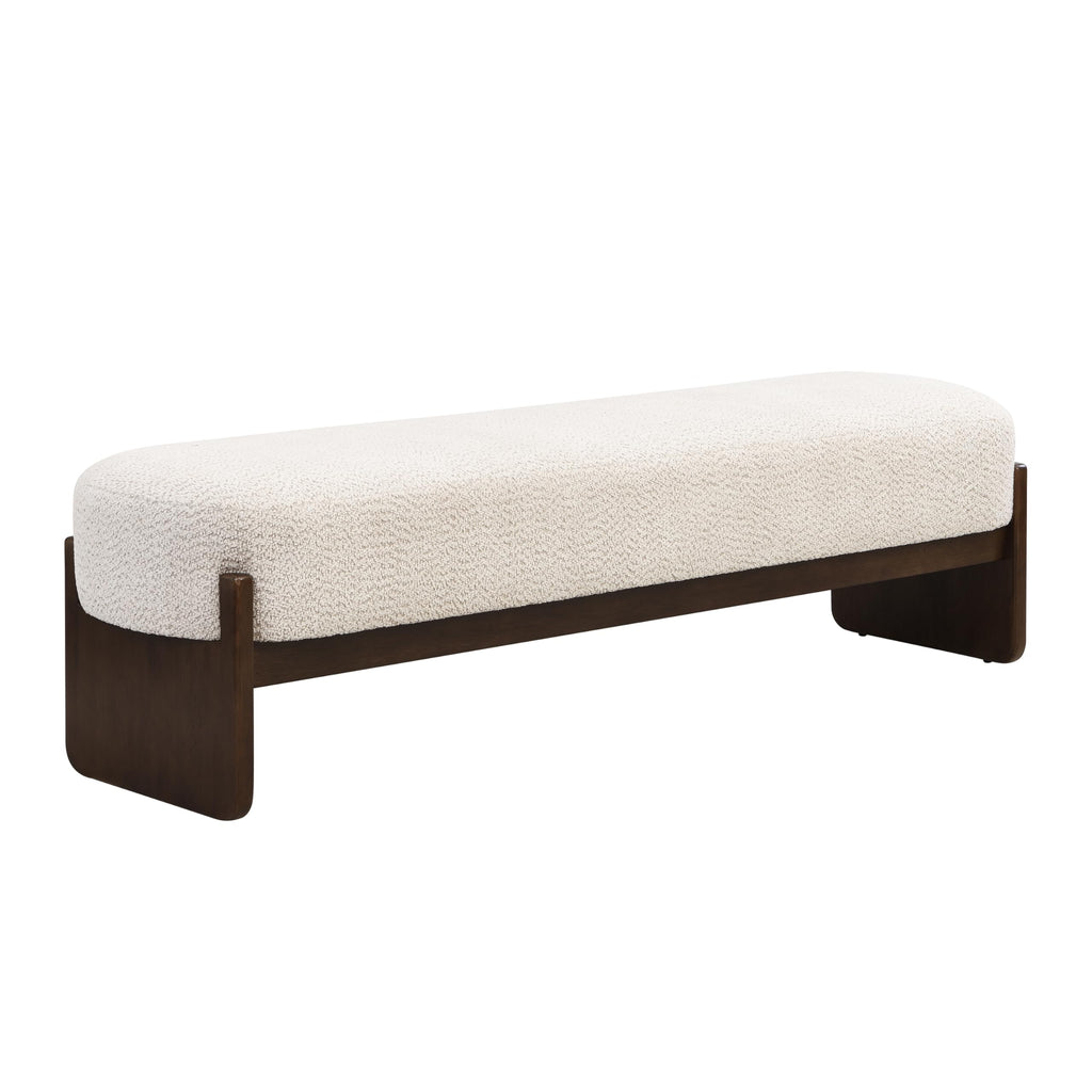 Beige Brown Loop Yarn Fabric Ottoman Bench Z324