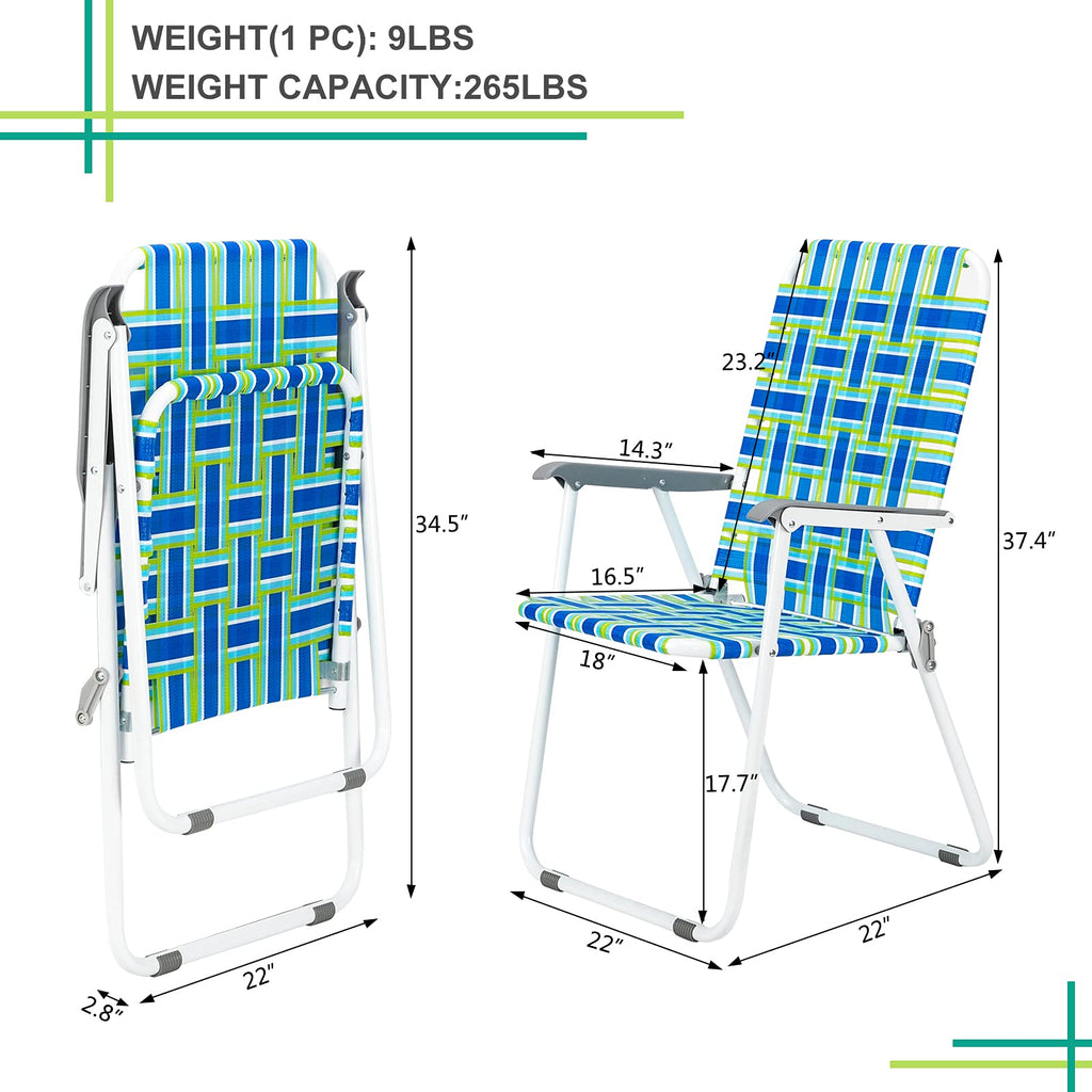 Blue Strip Set of 2 Folding Beach Chairs I2409