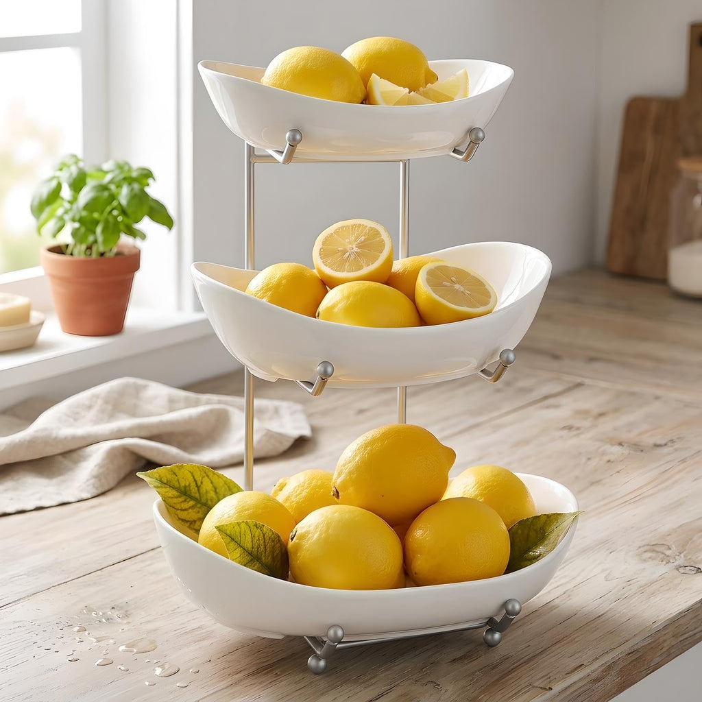 3 Tier Ceramic Fruit Basket with Holder R4680