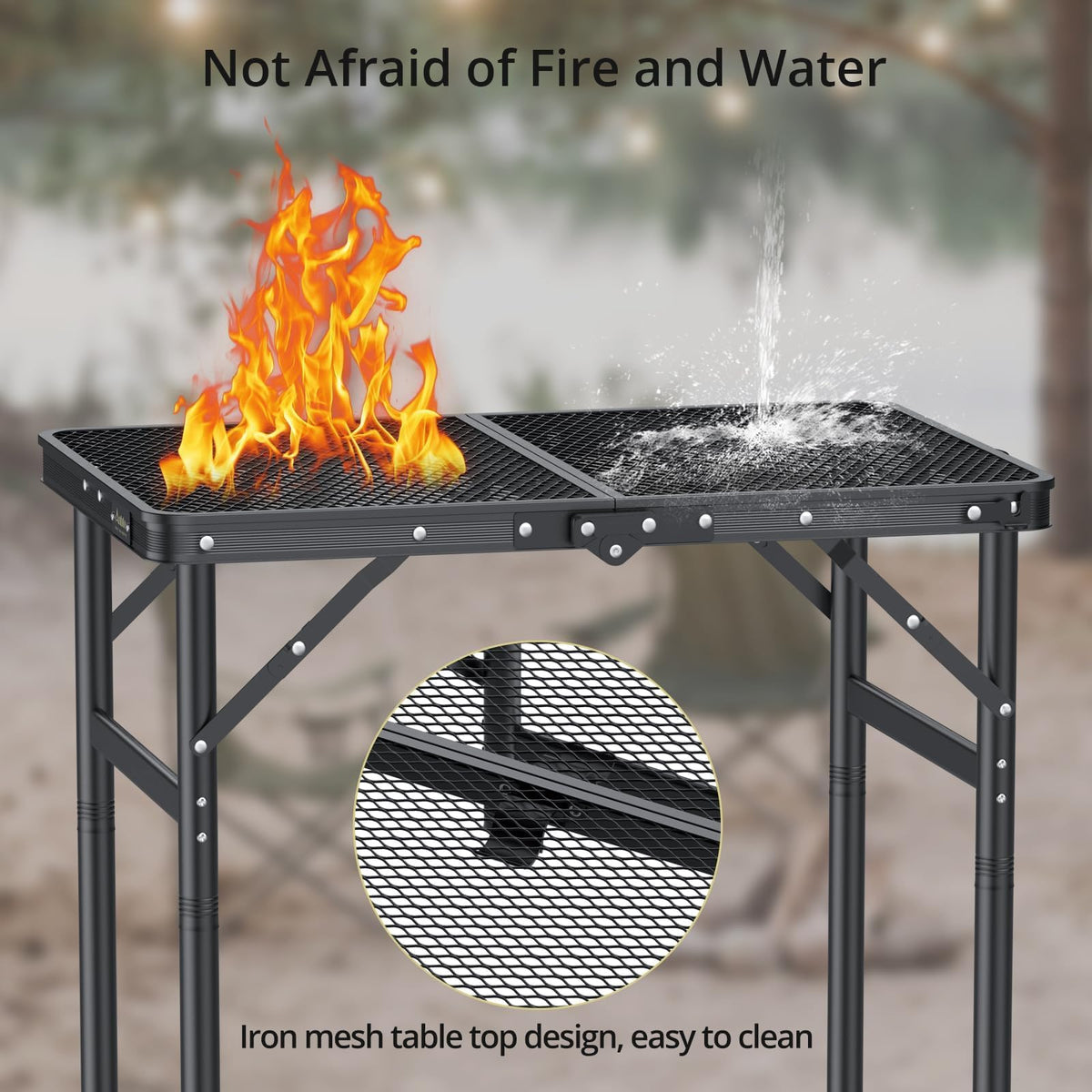 2ft Folding Camping Grill Table Black X906