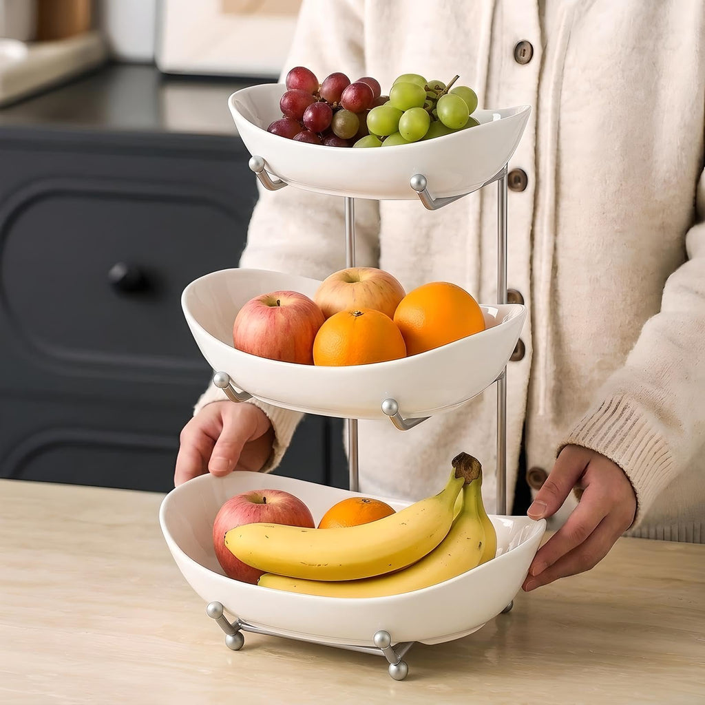 3 Tier Ceramic Fruit Basket with Holder R4680