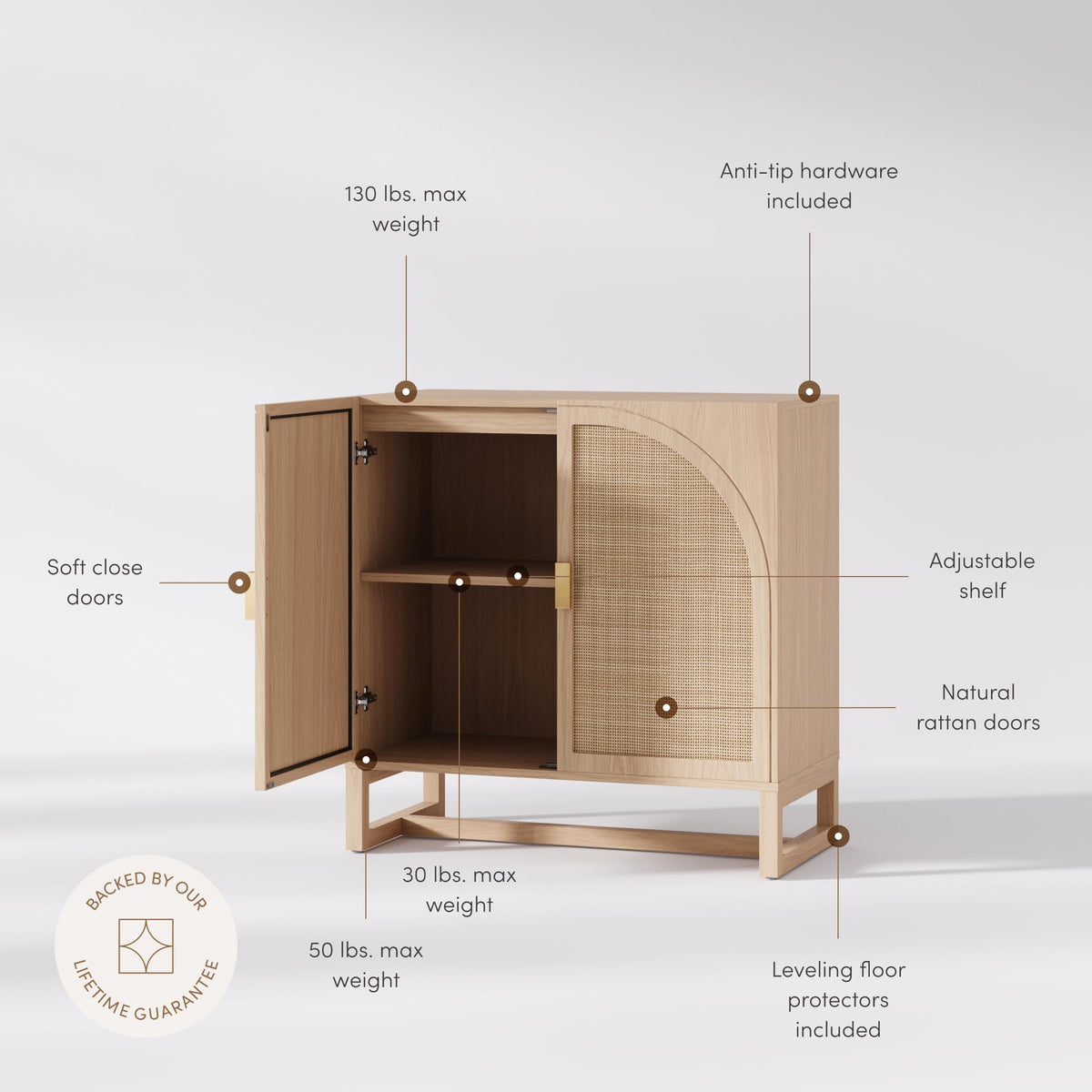 Mid-Century Modern Wood Storage Cabinet with Doors Z868