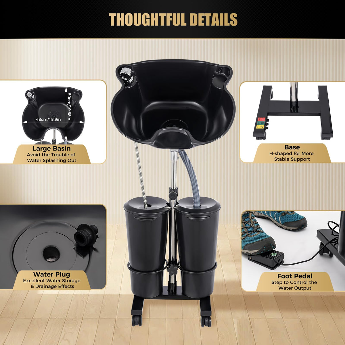 Portable Shampoo Bowl with Electric Pump J187