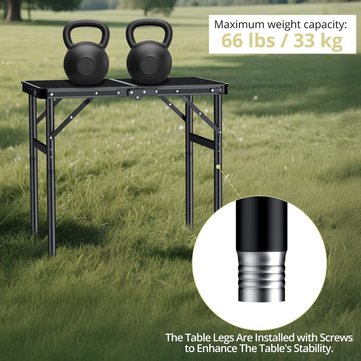 2ft Folding Camping Grill Table Black X906