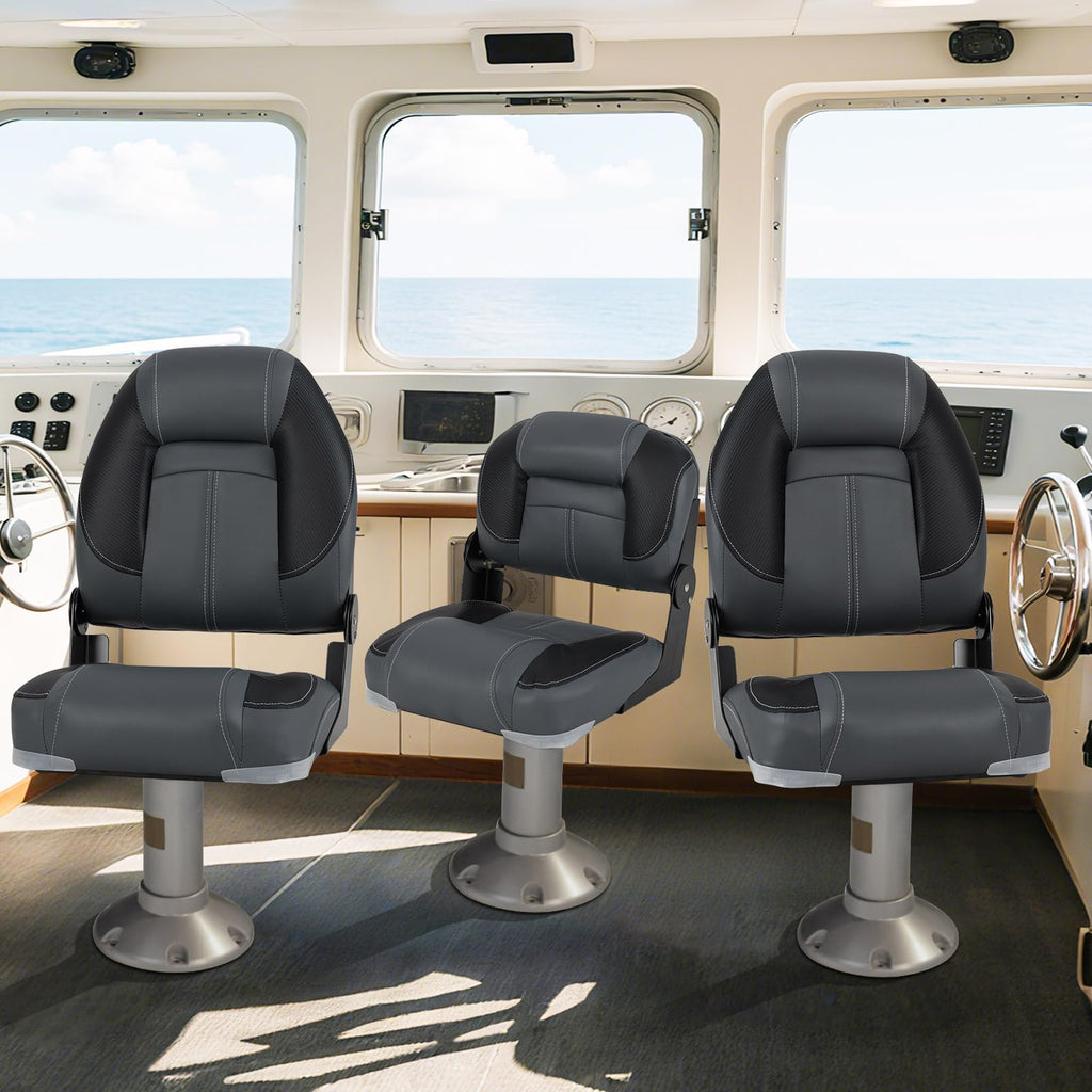 3-Pack Folding Boat Seats with 28D Sponge Padding W78184