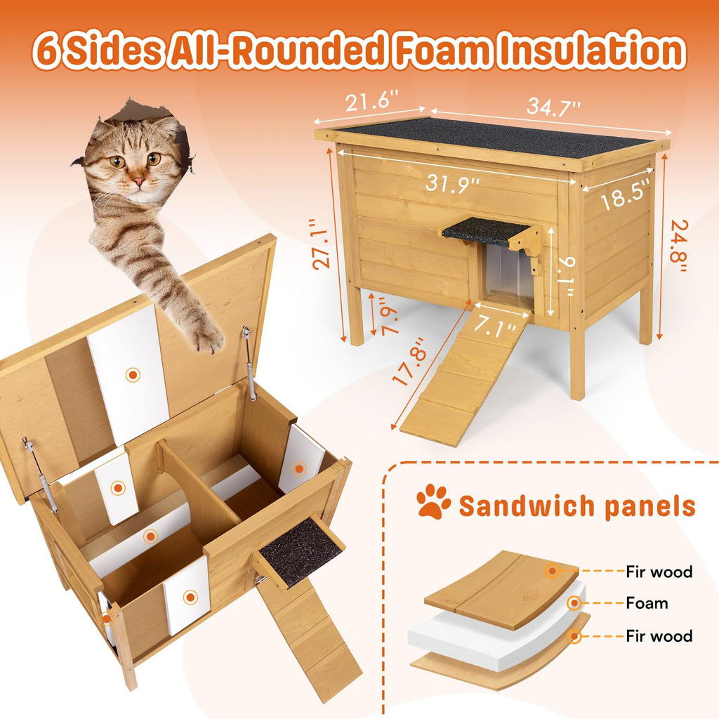 Large Insulated Weatherproof Outdoor Cat House Y192399