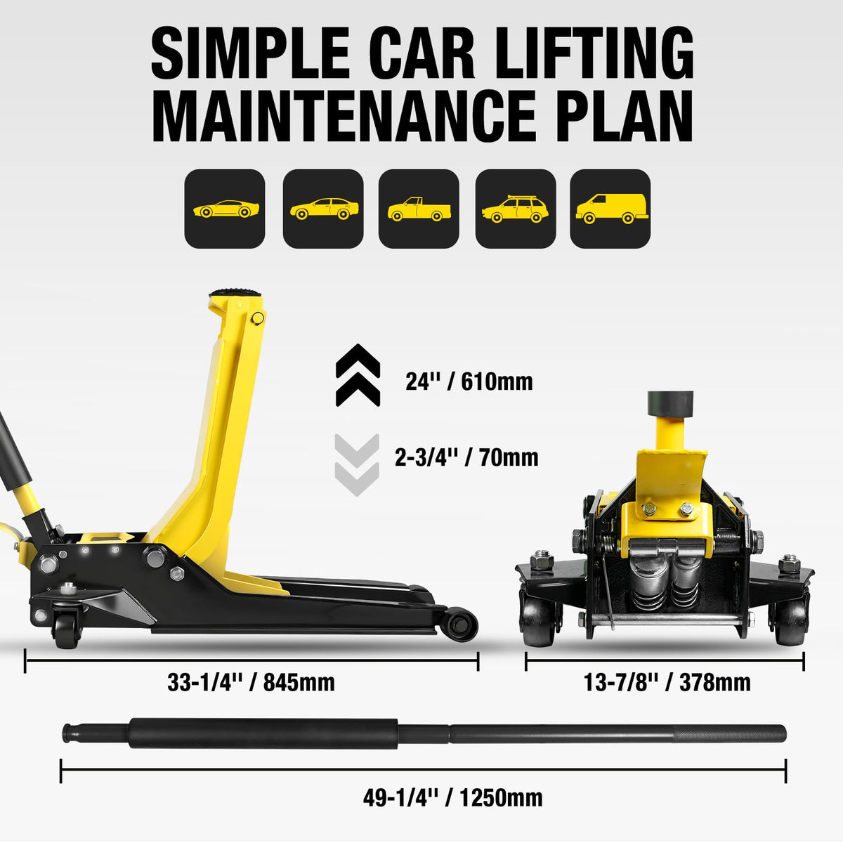 2 Ton Low Profile Hydraulic Floor Jack with Foot Pedal F926