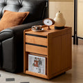 Solid Cherry Wood Side Table with Wheels E828271