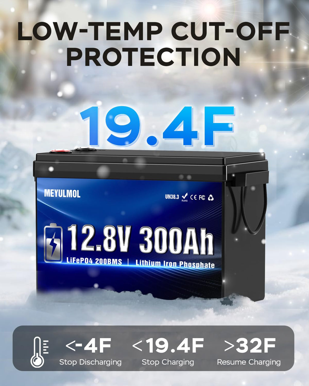 12V 300Ah LiFePO4 Lithium Battery with 200A BMS S5969