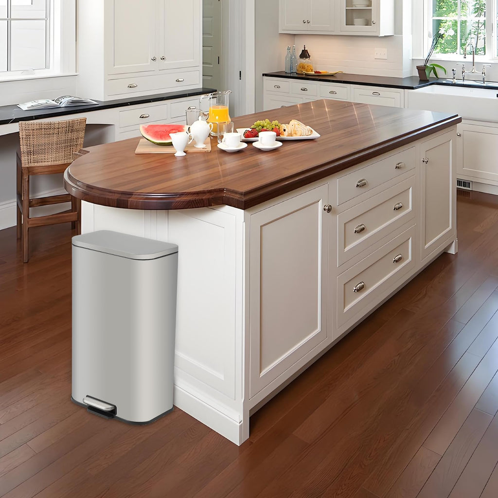 5.2 Gallon Brushed Stainless Steel Trash Can with Soft-Close Lid Y457438
