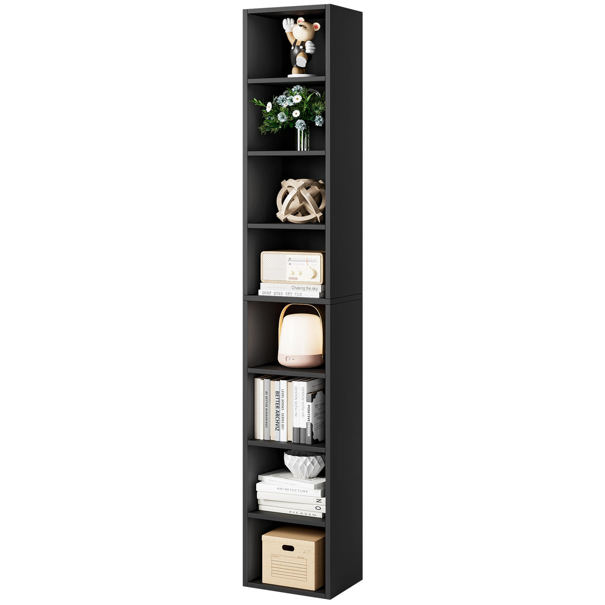 71 Inches Tall Narrow 8-Tier Bookcase with Adjustable Shelves Z116298