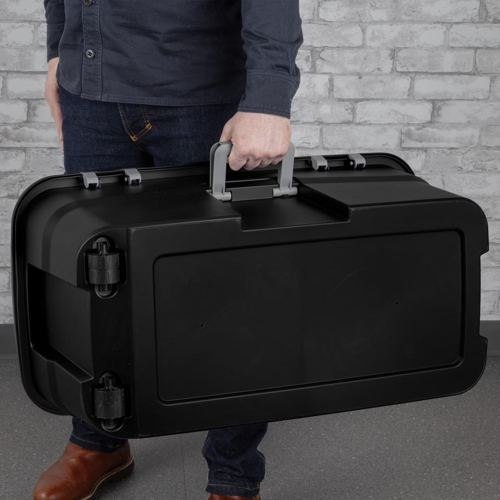 22 Gallon Black Wheeled Plastic Storage Trunk with Lids N21399