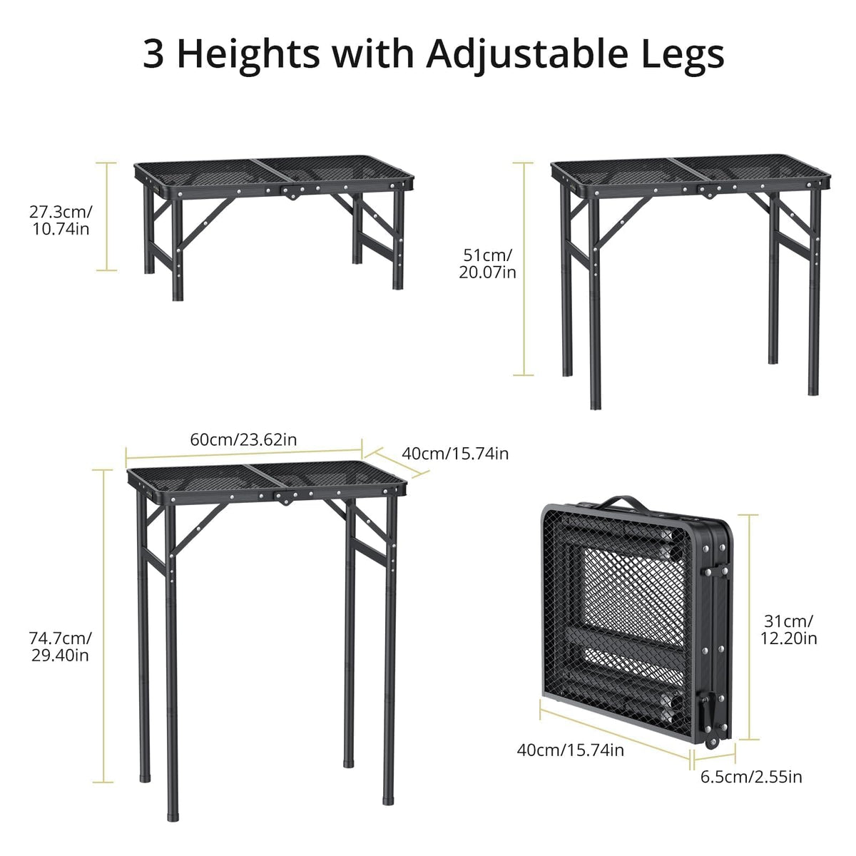 2ft Folding Camping Grill Table Black X906