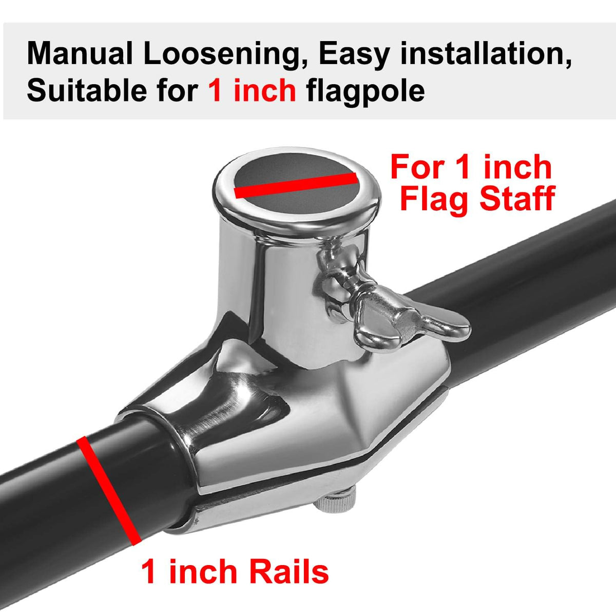 Rail Mount 316 Stainless Steel Flag Pole Holder B72777
